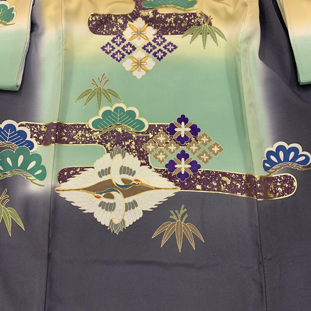 有名店在庫　最高級新品正絹産着（祝着）京友禅工芸美術、特撰祝い雲取松竹向鶴古典文