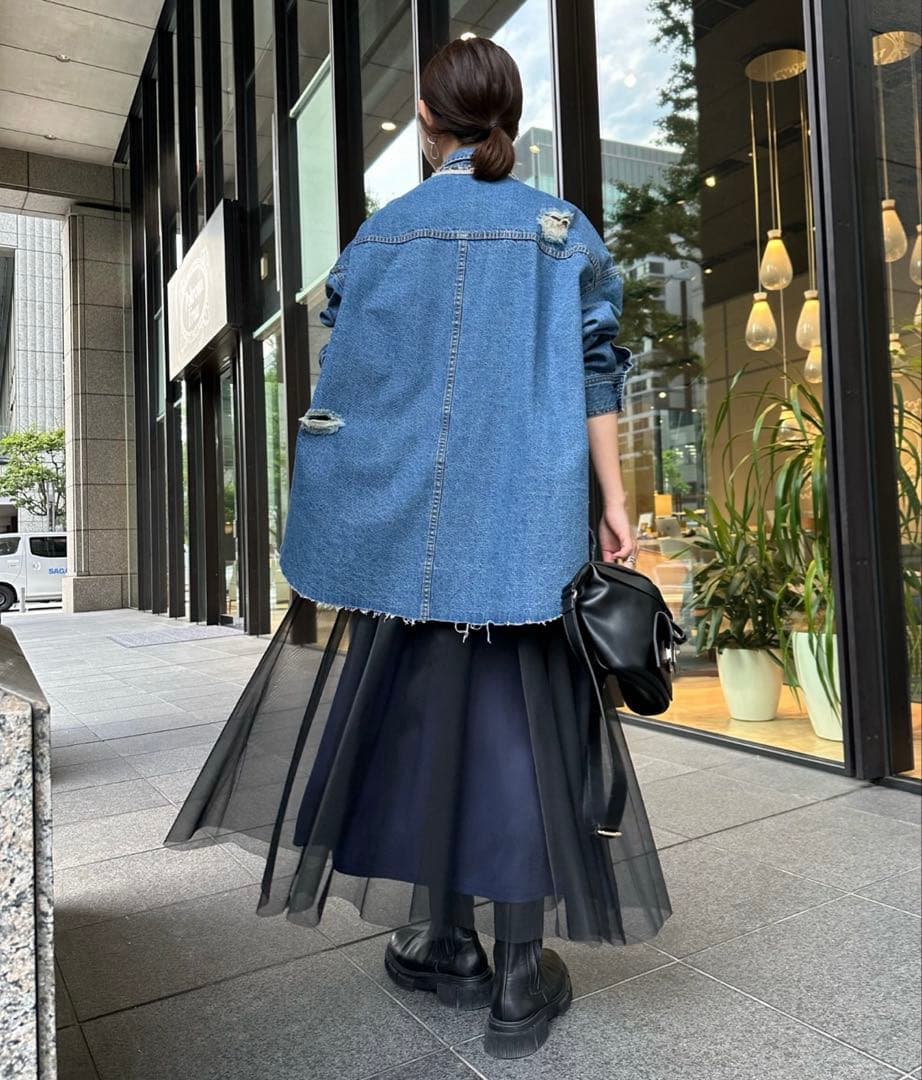 DouDouダメージデニムシャツ