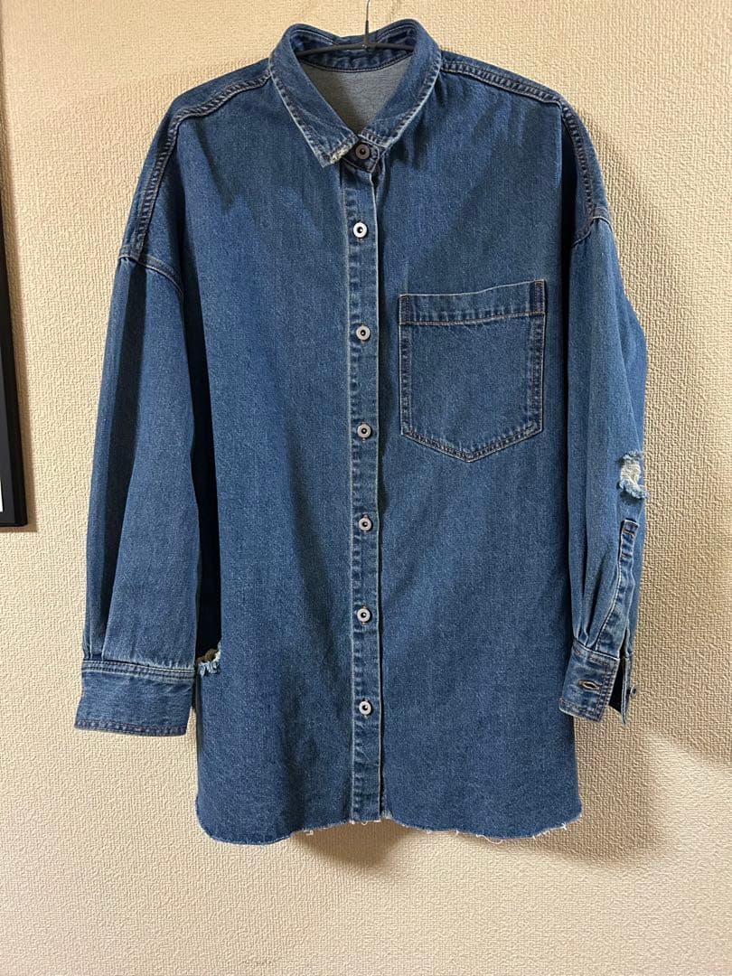 DouDouダメージデニムシャツ