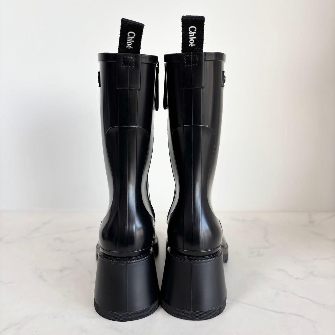 極美品 クロエ 35 BETTY ベティ レインブーツ 防水 長靴 ブラック