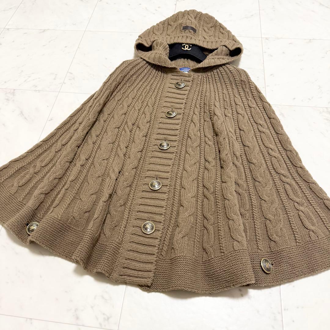 美品❤️BURBERRY BLUE LABEL ニットポンチョ　キャメル　M