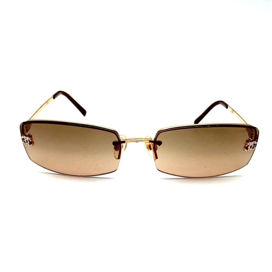 【美品】CHANEL シャネル　リムレス　ココマーク　サングラス　ラインストーン