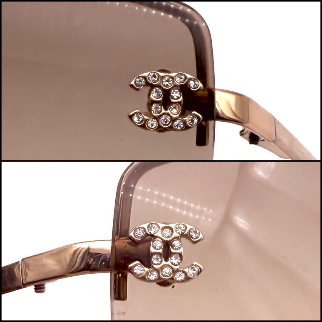 【美品】CHANEL シャネル　リムレス　ココマーク　サングラス　ラインストーン