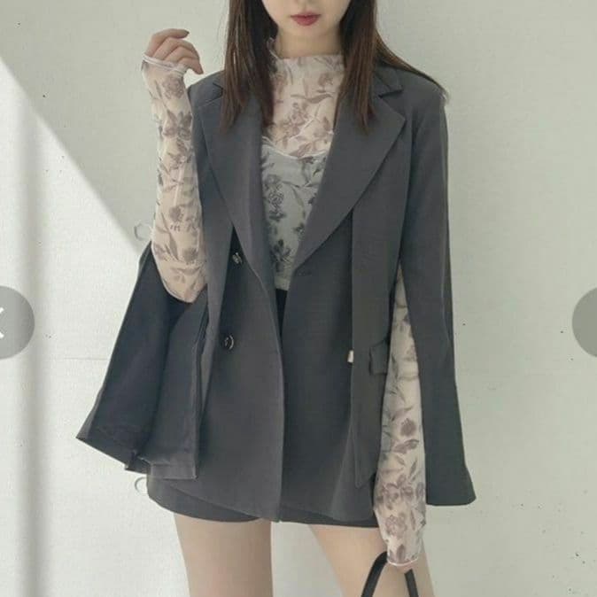 dazzlin ダブルボタンケープテーラードジャケット チャコールグレー