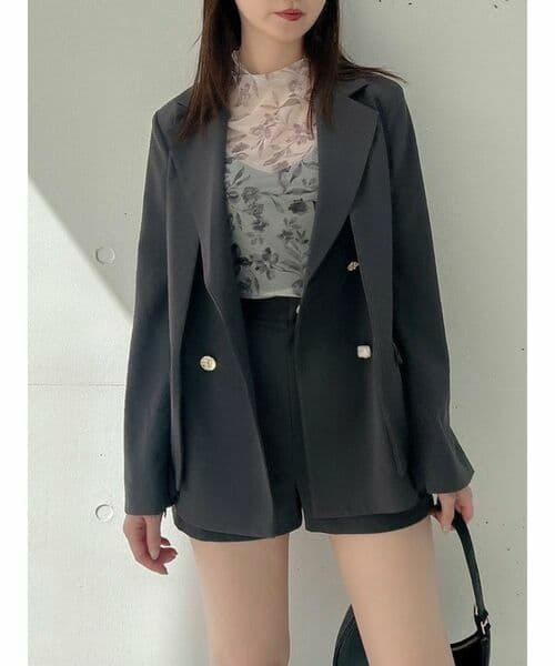 dazzlin ダブルボタンケープテーラードジャケット チャコールグレー