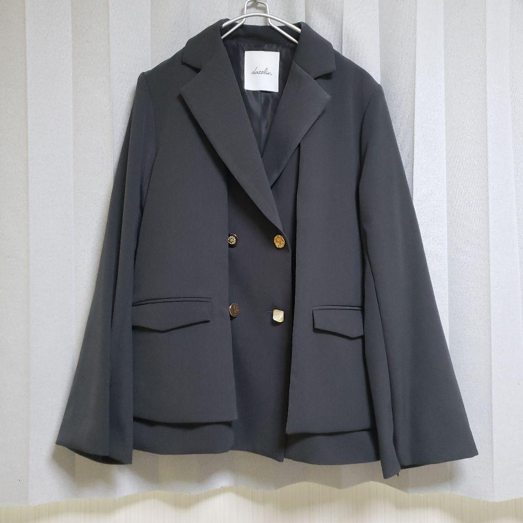 dazzlin ダブルボタンケープテーラードジャケット チャコールグレー