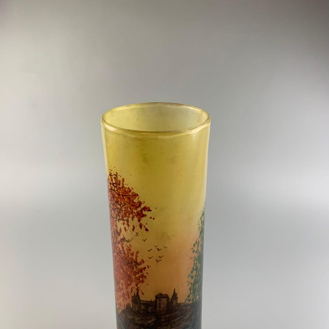 ガラス 花瓶 花器 在銘 硝子アンティーク 飾壺 西洋美術 ガラス工芸