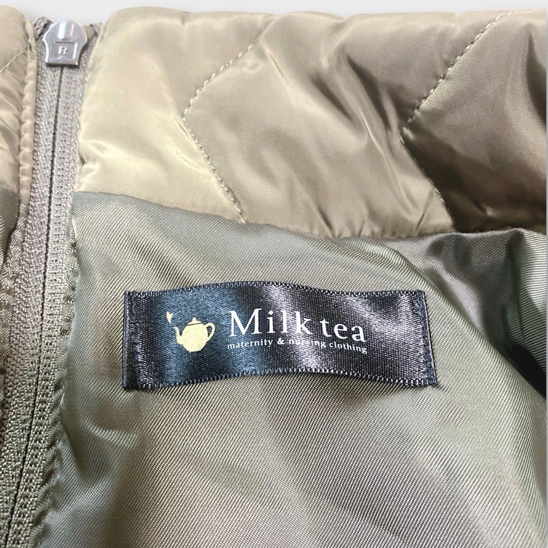 【極美品】ミルクティー⭐️中綿ロングママコート　ステラ　4way カーキ