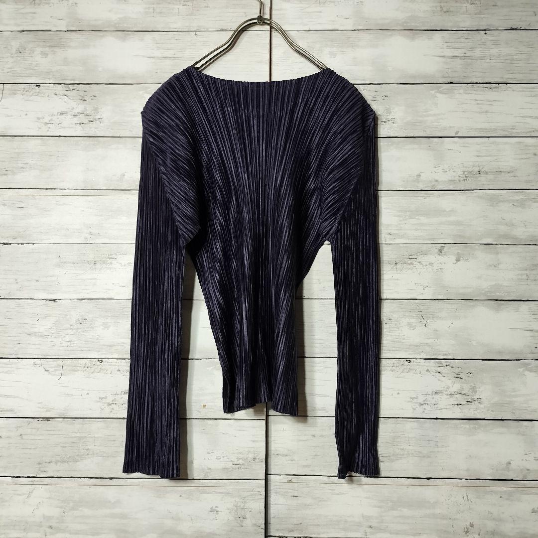 プリーツプリーズ イッセイミヤケ 長袖カットソー スリット 光沢 プルオーバー