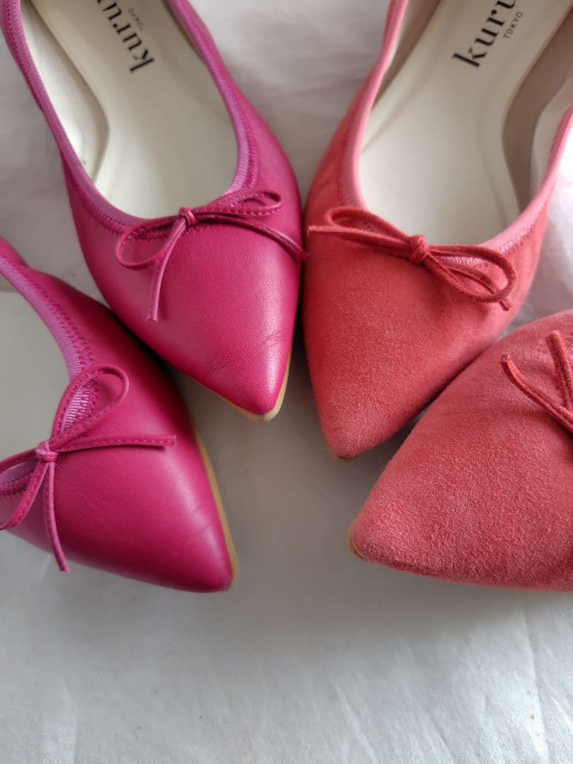 2点セット クルントウキョウ ポインテッドトゥバレエシューズ ピンク オレンジ