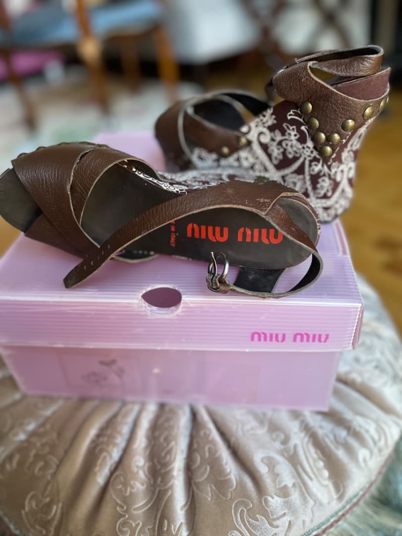 ミュウミュウ　ウェッジサンダル
