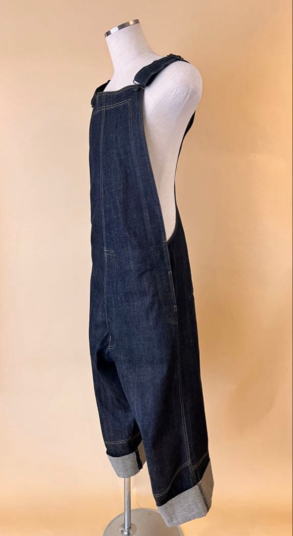 1回着用美品:NEMETHネメス:比翼デニムオーバーオール サイズL 国産デニム