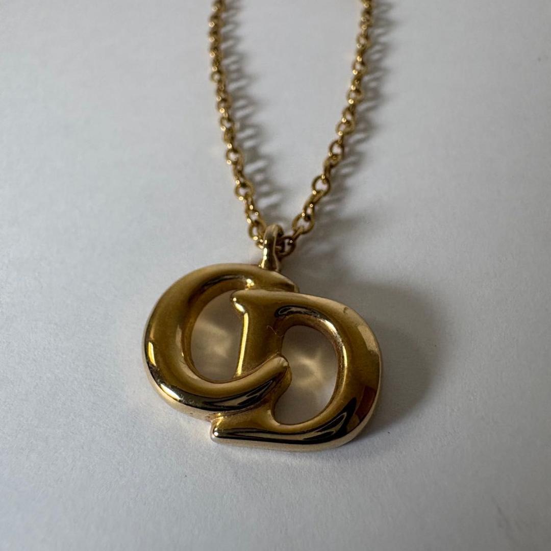 【美品】ディオール　ネックレス　CDロゴ　ロゴ刻印　ゴールド金具　ヴィンテージ