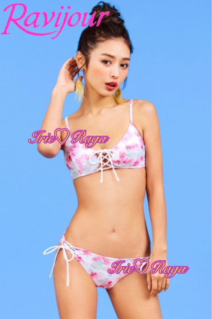 ★Ravijour★フラワーレースアップビキニ★水着★セットアップS★PINK
