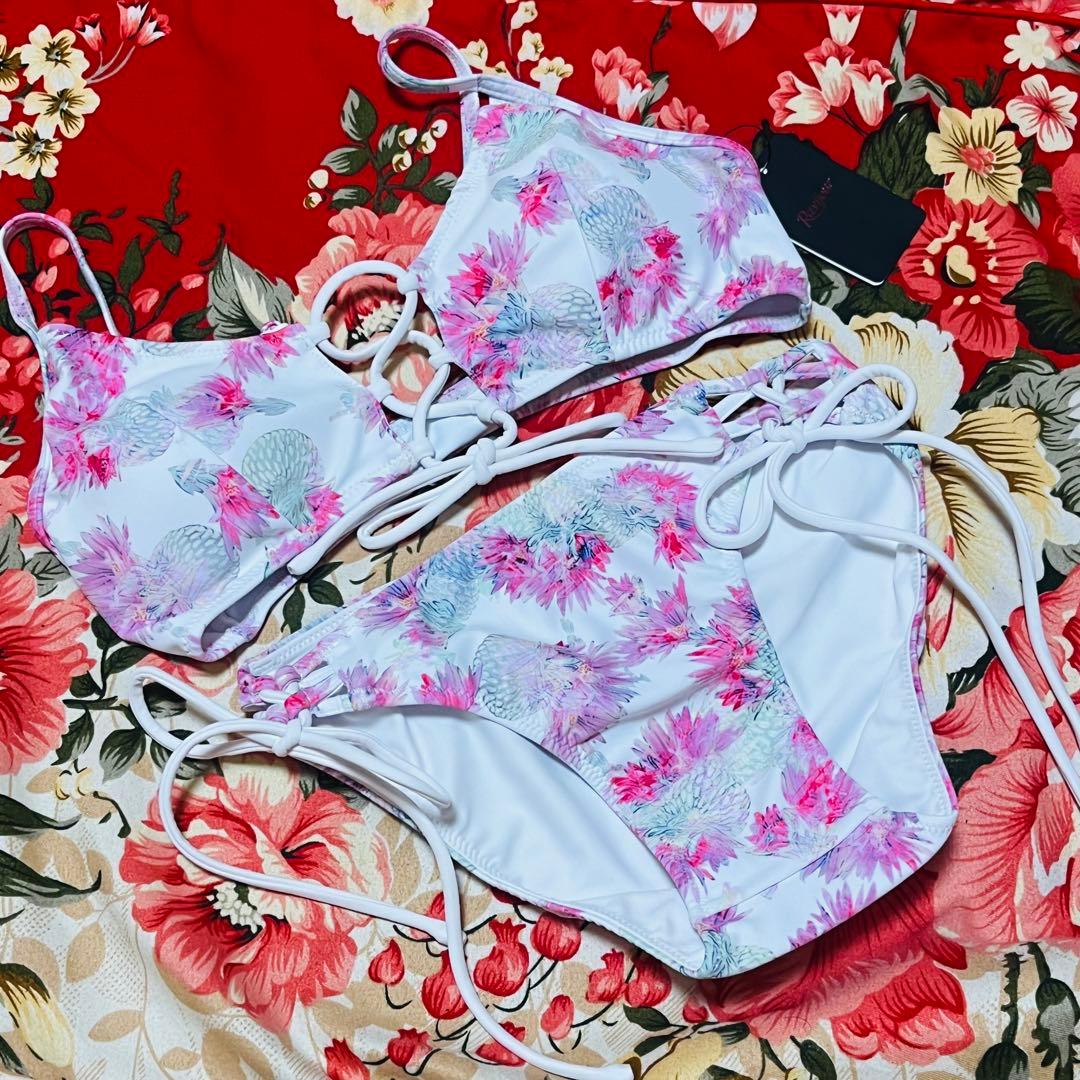 ★Ravijour★フラワーレースアップビキニ★水着★セットアップS★PINK