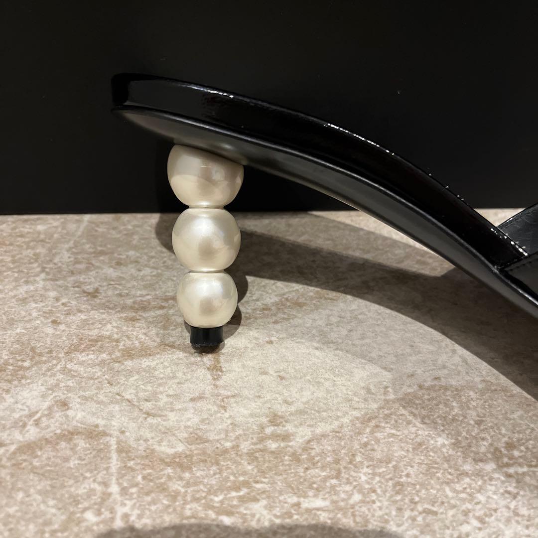 sahara！ CHANEL ブラック パールヒール ミュール