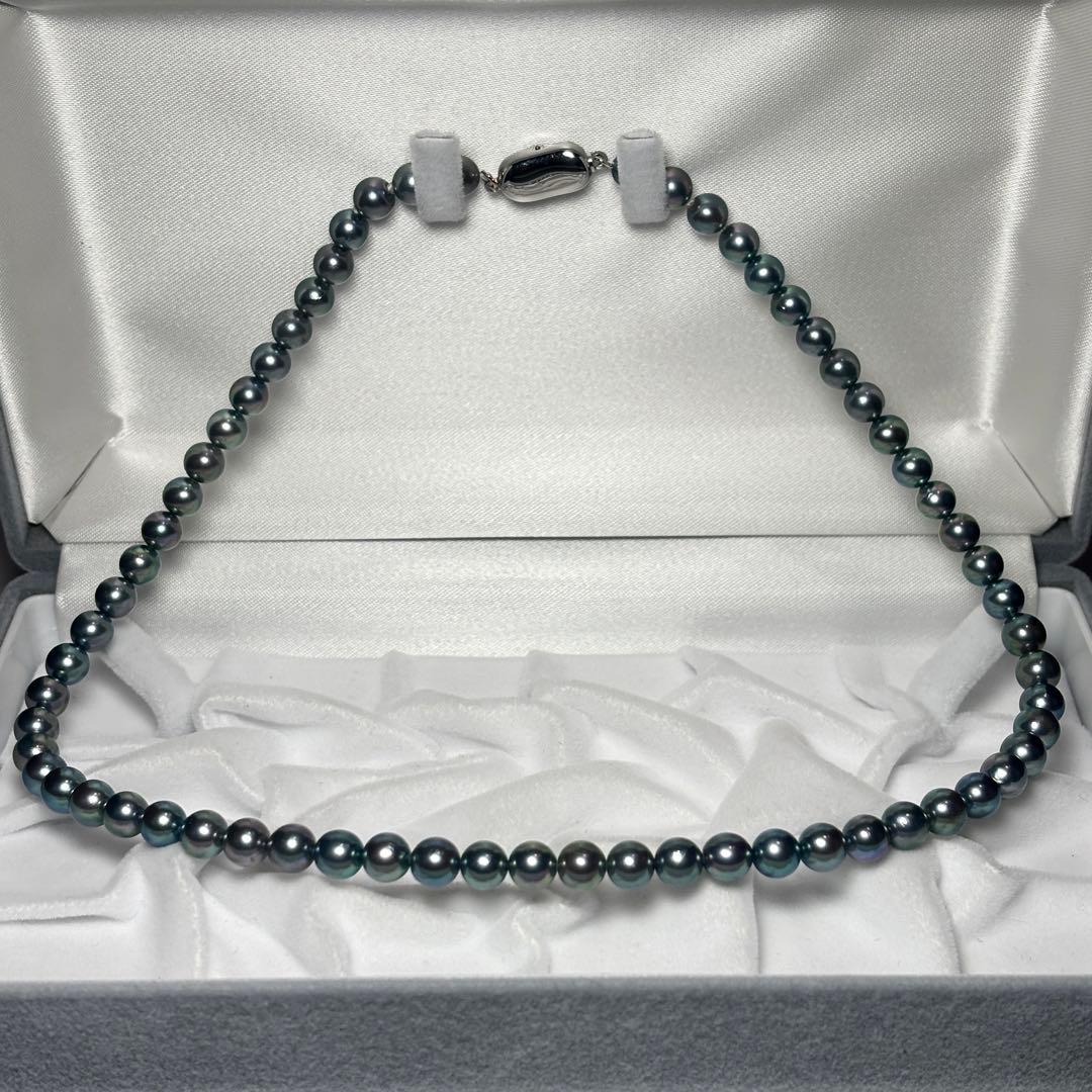 あこや真珠　パールネックレス　6.0-6.5mm 本真珠　ブルー系