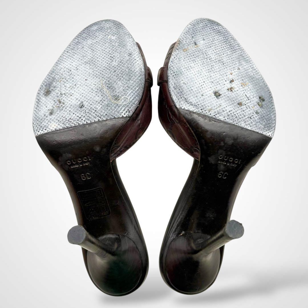 GUCCI グッチ シマ ホースビット サンダル ハイヒール レザー ブラウン