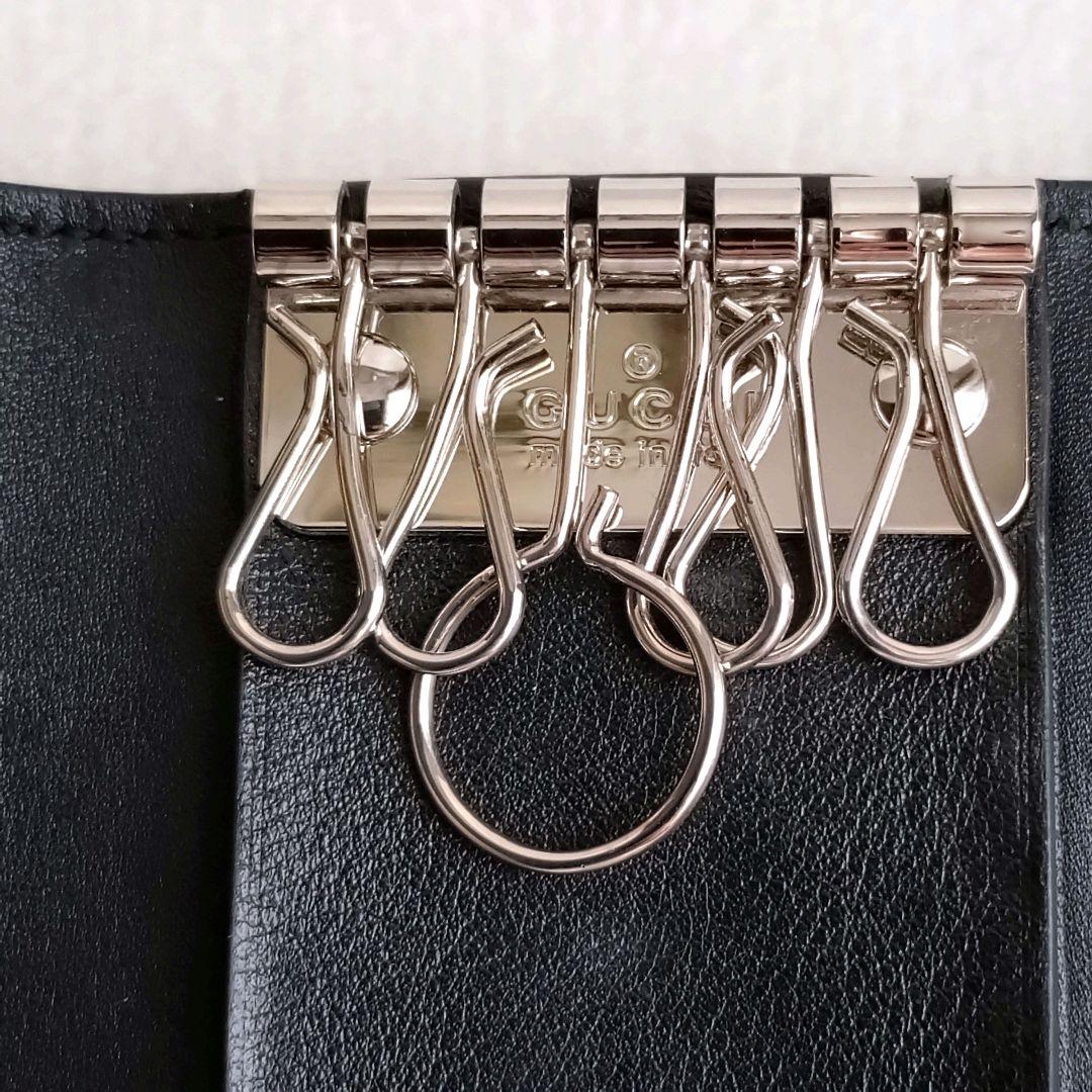 美品 GUCCI キーケース 6連 マイクロシマ レザーブラック