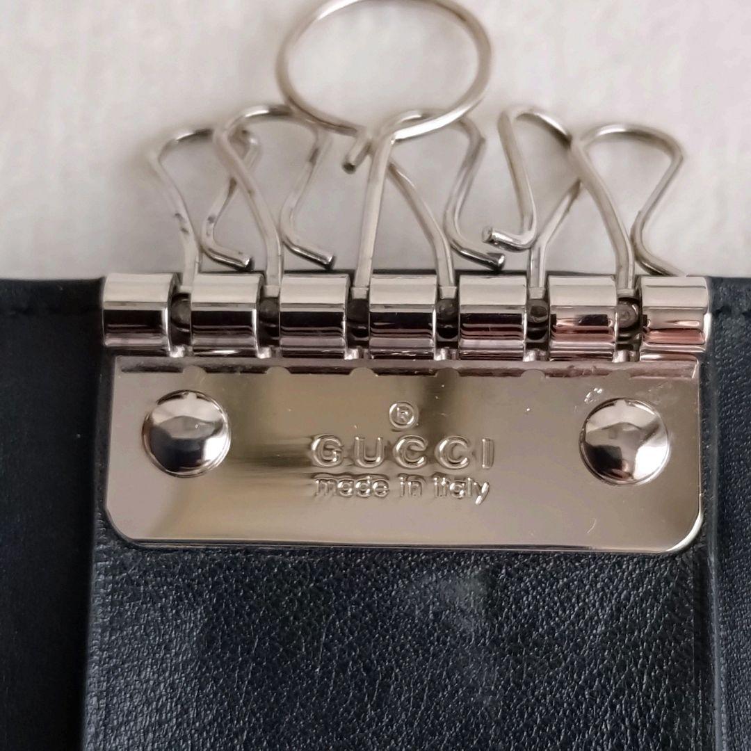 美品 GUCCI キーケース 6連 マイクロシマ レザーブラック
