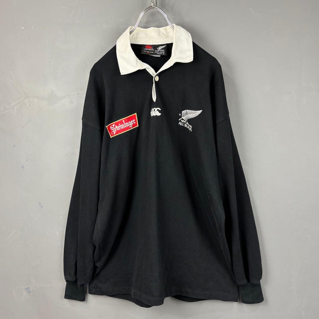 ニュージーランド製 90s カンタベリー オールブラックス 長袖 ラガーシャツ
