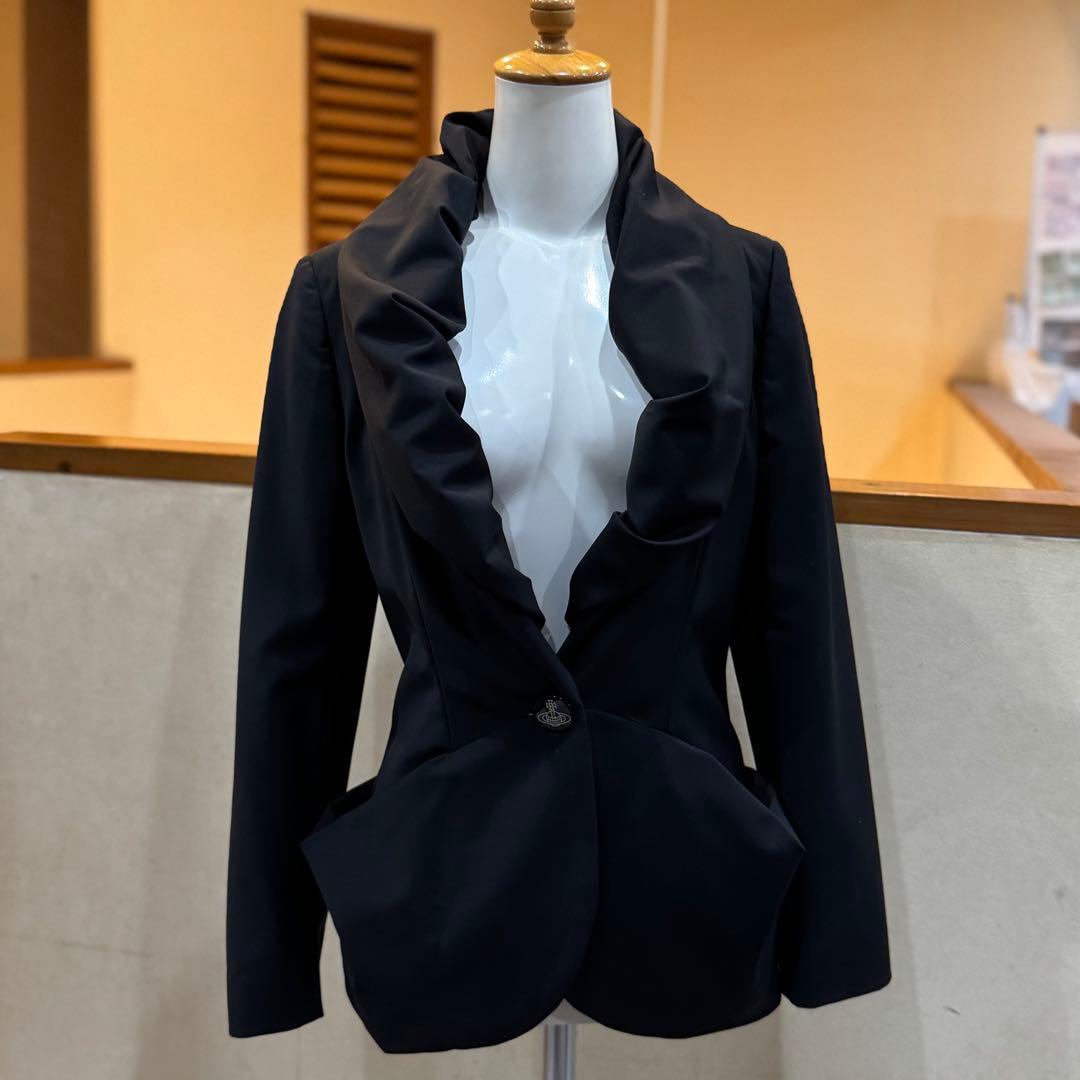 美品 ヴィヴィアンウエストウッドレッドレーベル ジャケット 変形襟 黒