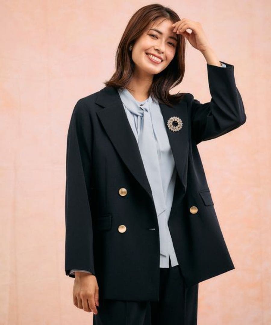 極美品✨】GLOBAL WORK ウツクシルエットダブルジャケット M ネイビー