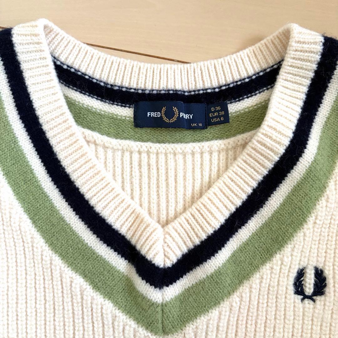 FRED PERRY Rey BEAMS チルデン ニット　ベスト 白 ウール