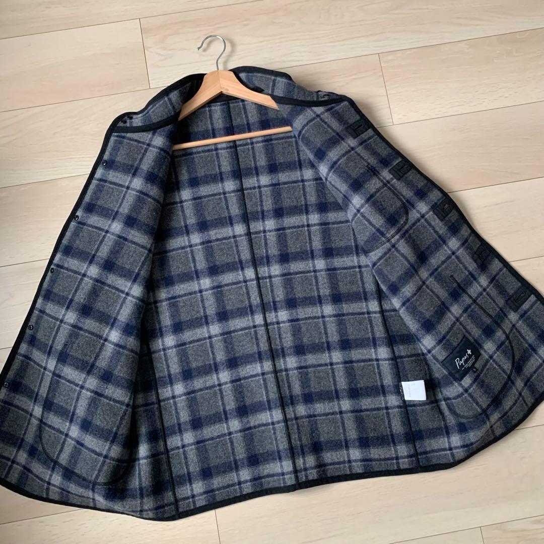 極美品　PAPAS+ アンゴラ　カシミヤ　ウールジャケット　ハーフコート　Ｌ