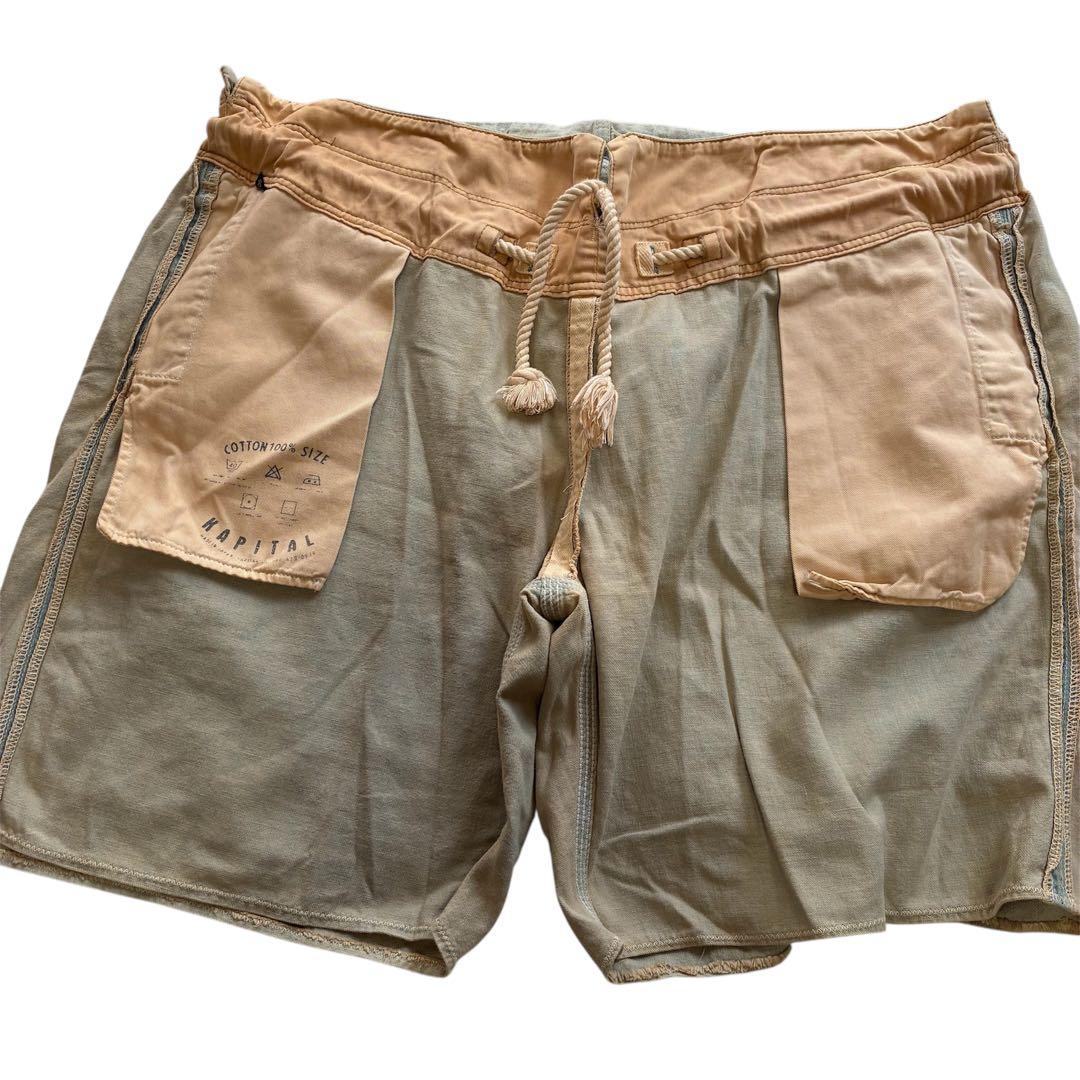 KAPITAL 12ozデニムジャイアントヘミングショートパンツ 淡色リメイク