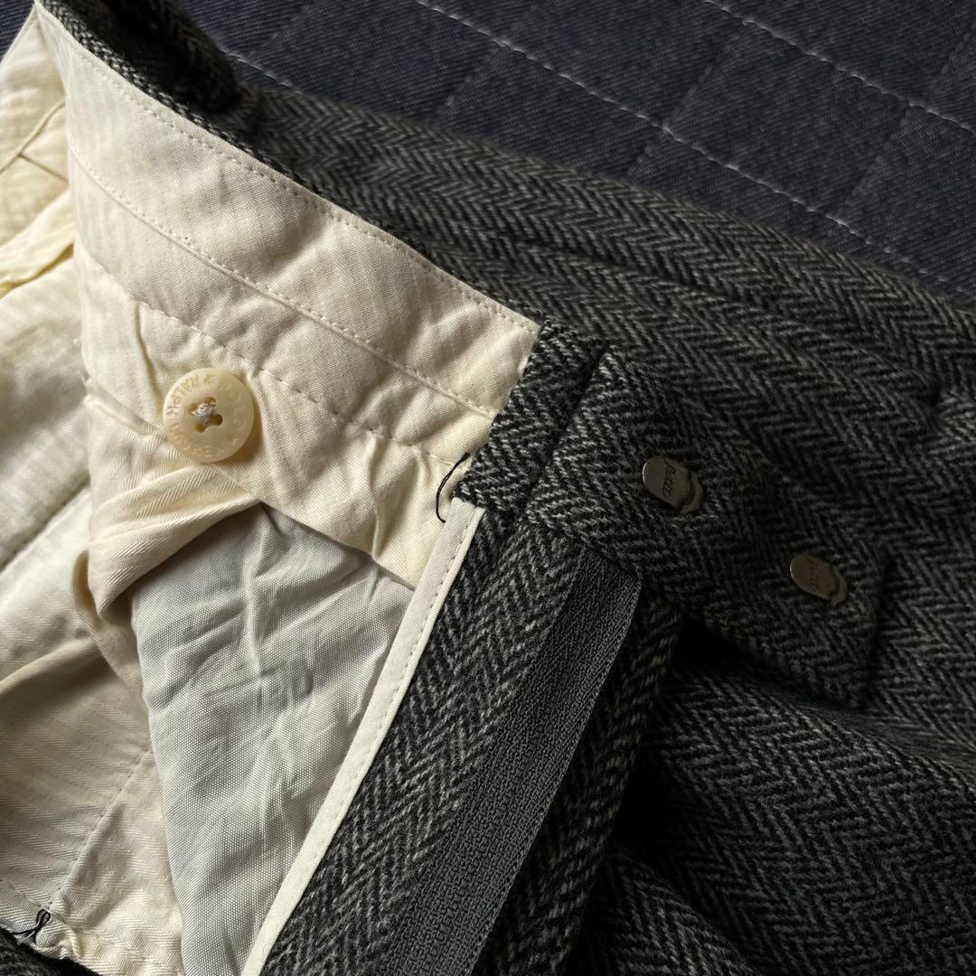 ポロ　ラルフローレン　ヘリンボーン　タック　スラックス　ウール　ワイド