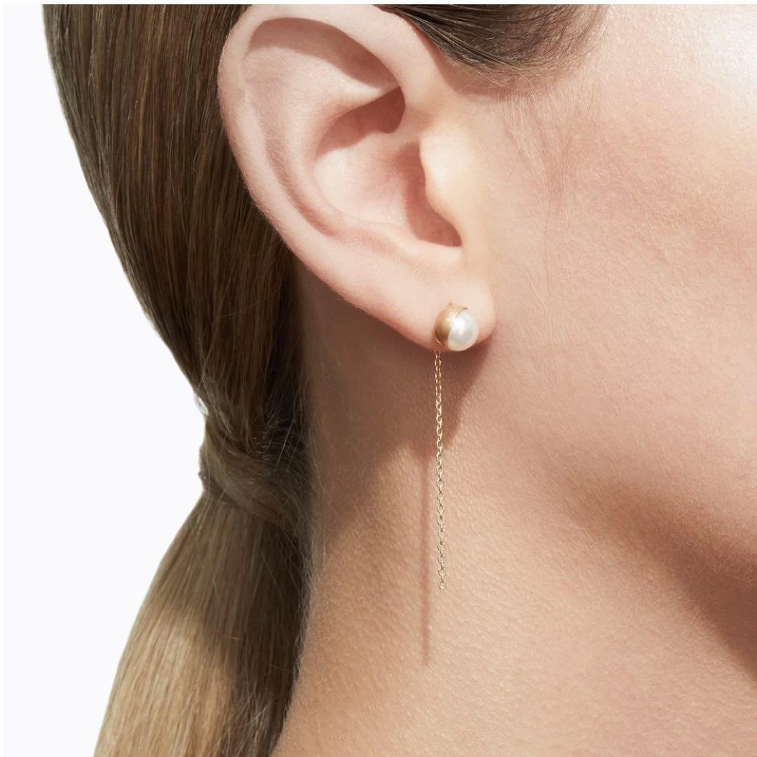 SHIHARA シハラ Half Pearl Chain Pierce 45°