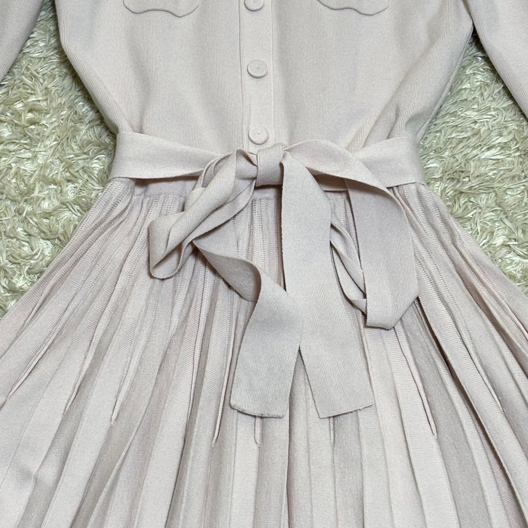 現行　CELFORD 　2025　スプリングニット　フリル　ワンピース　ベルト