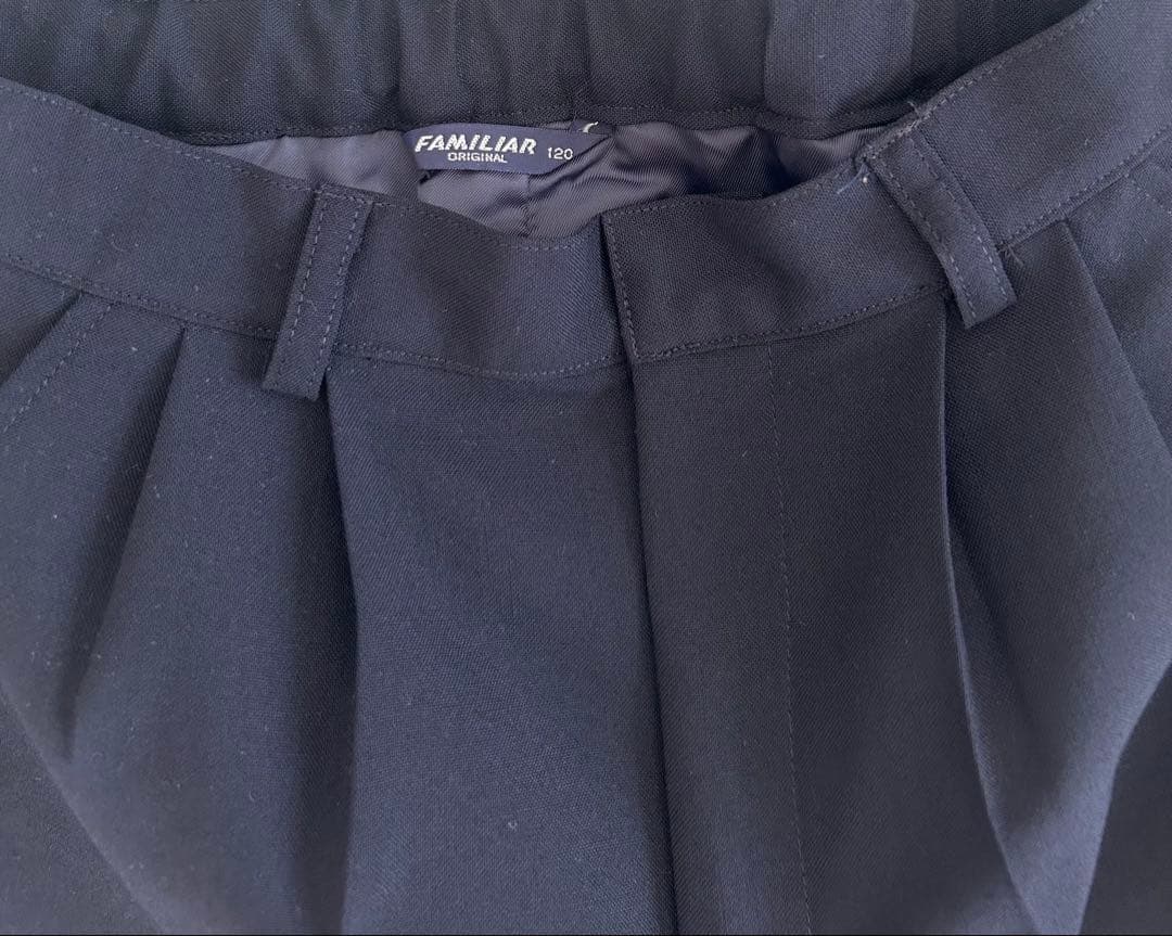 【ファミリア】ネイビー フォーマルスーツ 120cmお受験卒園式入学式冠婚葬祭紺