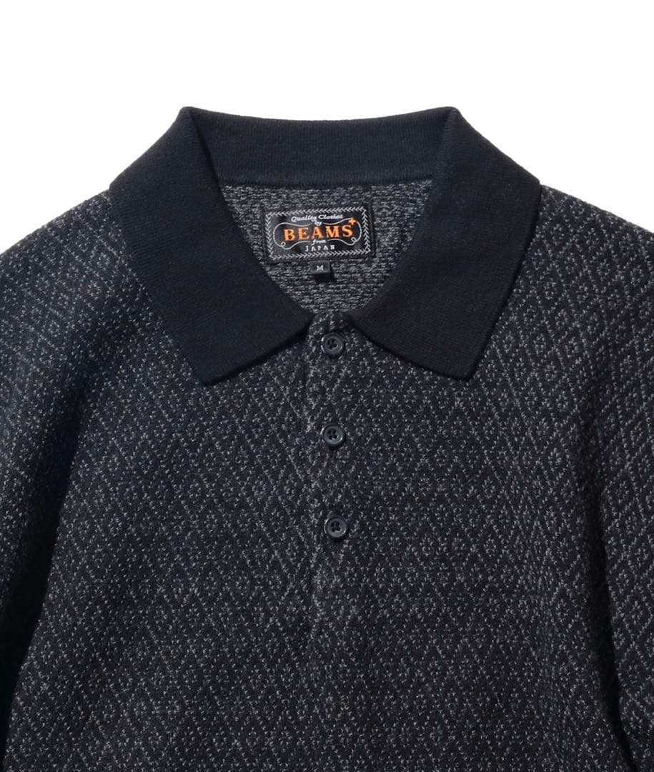 BEAMS+ ダイヤモンド パターン ニット ポロシャツ