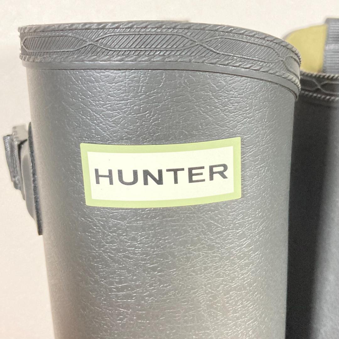【美品・希少・緑枠ロゴ】HUNTER バルモラルブーツ 約26.5㎝ グレー