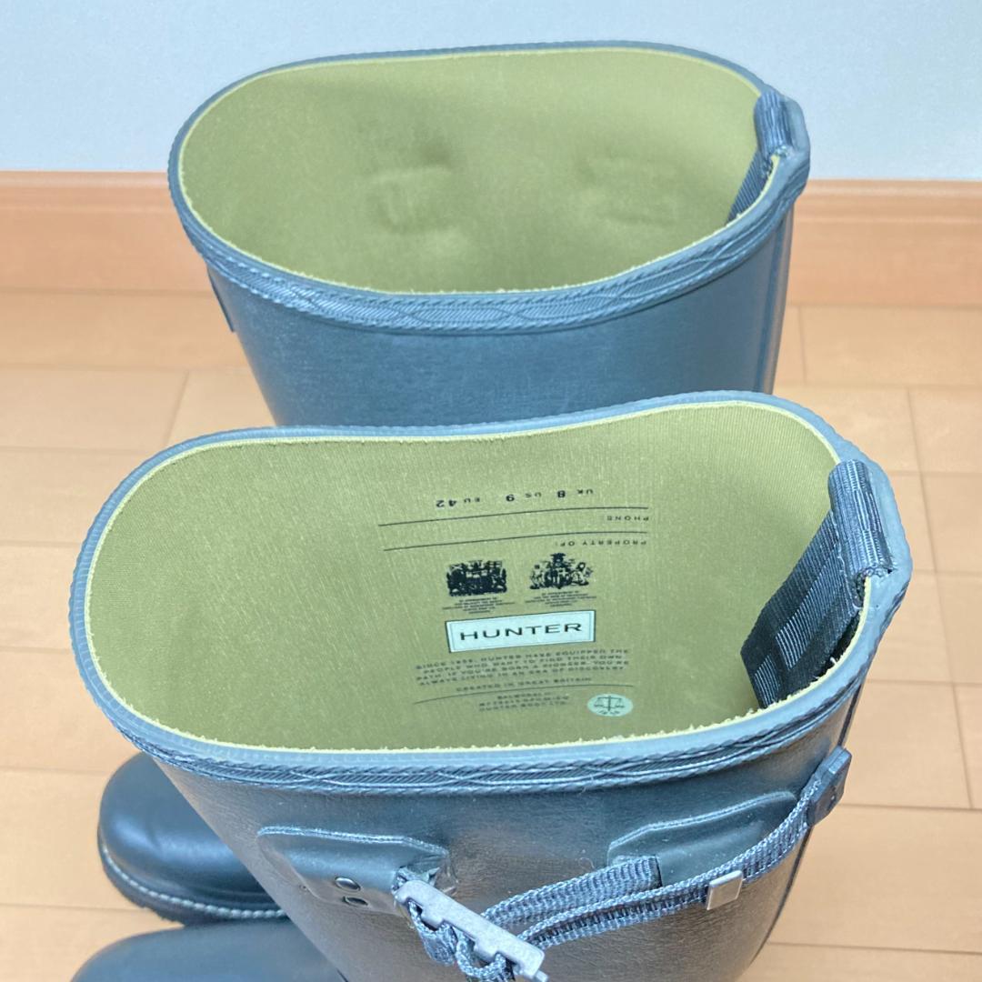 【美品・希少・緑枠ロゴ】HUNTER バルモラルブーツ 約26.5㎝ グレー