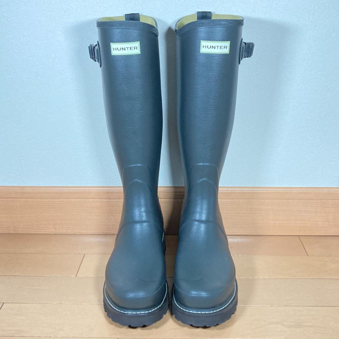 【美品・希少・緑枠ロゴ】HUNTER バルモラルブーツ 約26.5㎝ グレー