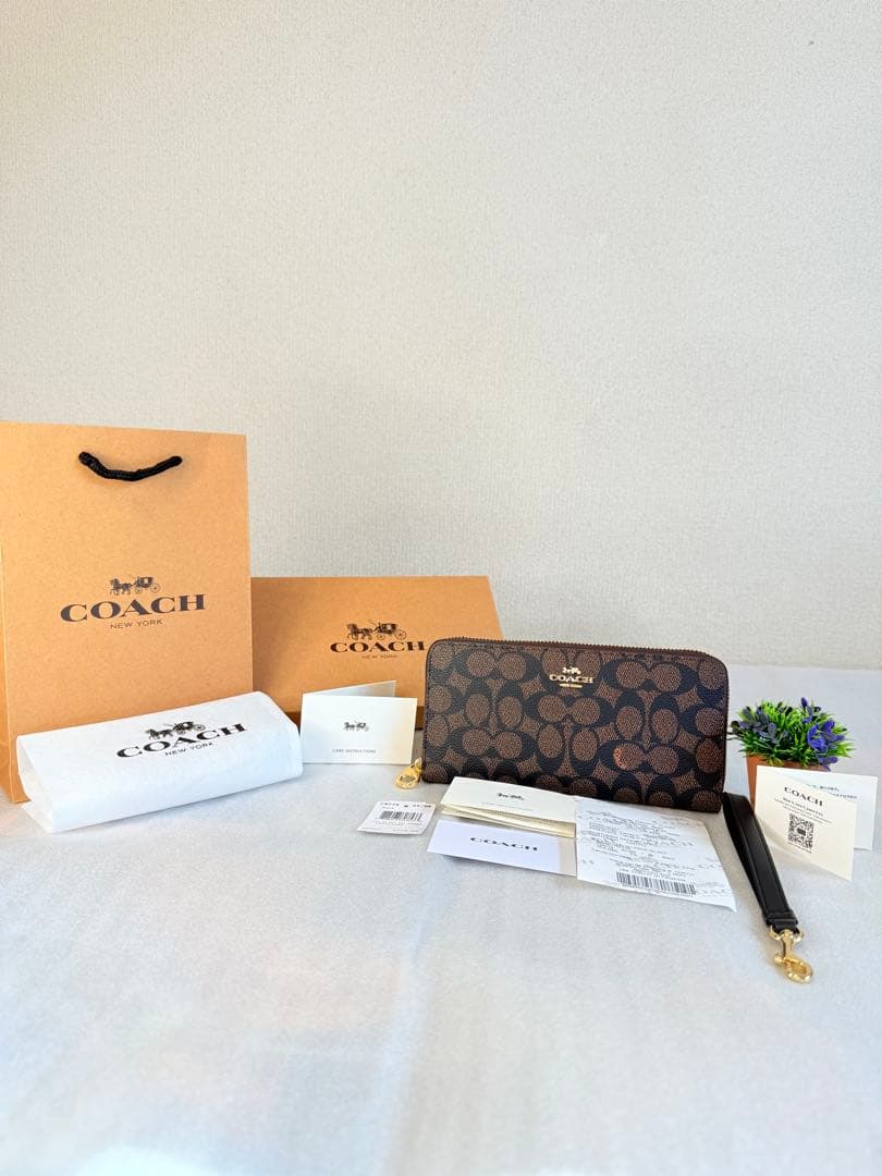 COACH 長財布 ブラウン ギフトバッグ付き