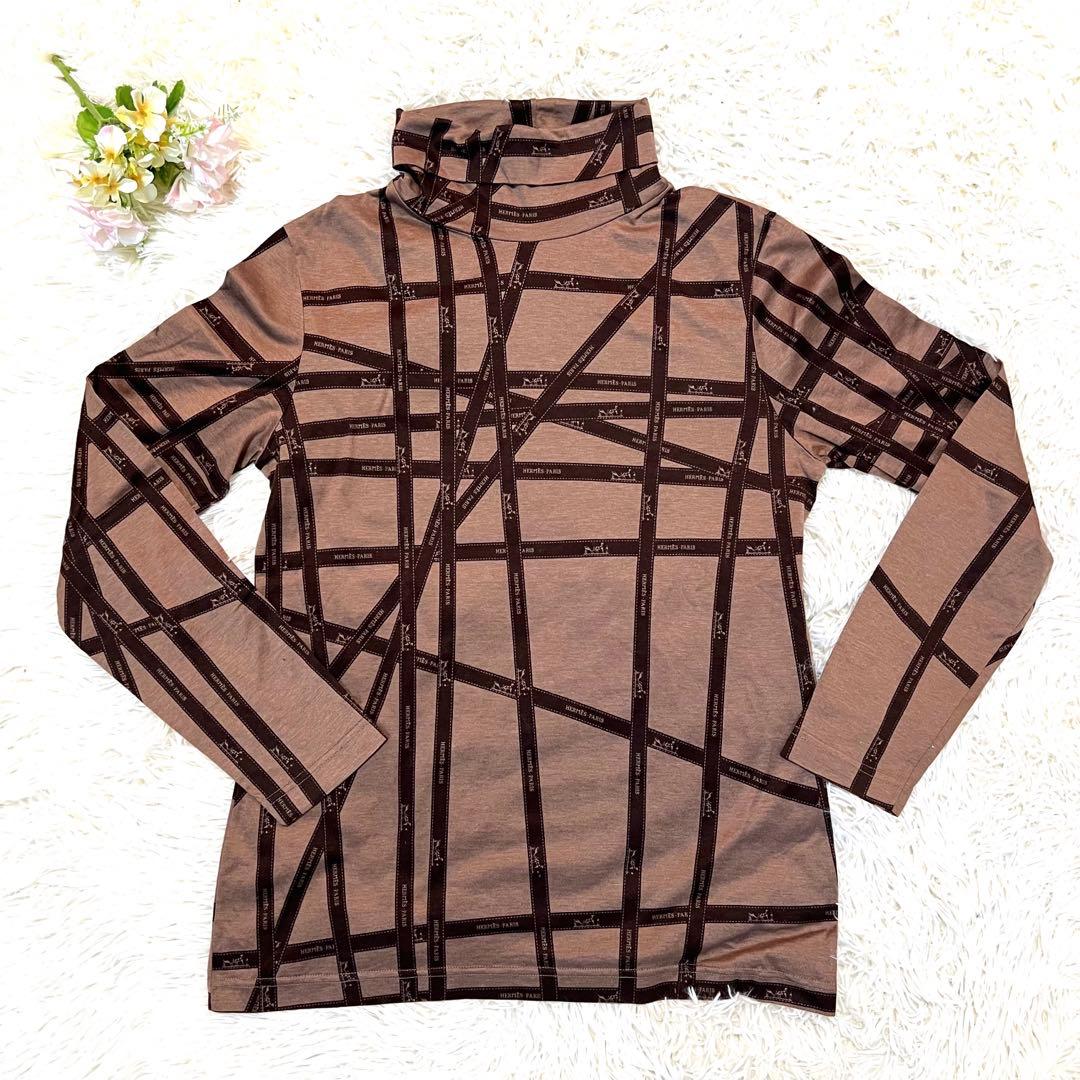 【極美品】エルメス 長袖Tシャツ タートルネック 長袖 綿100%トップス
