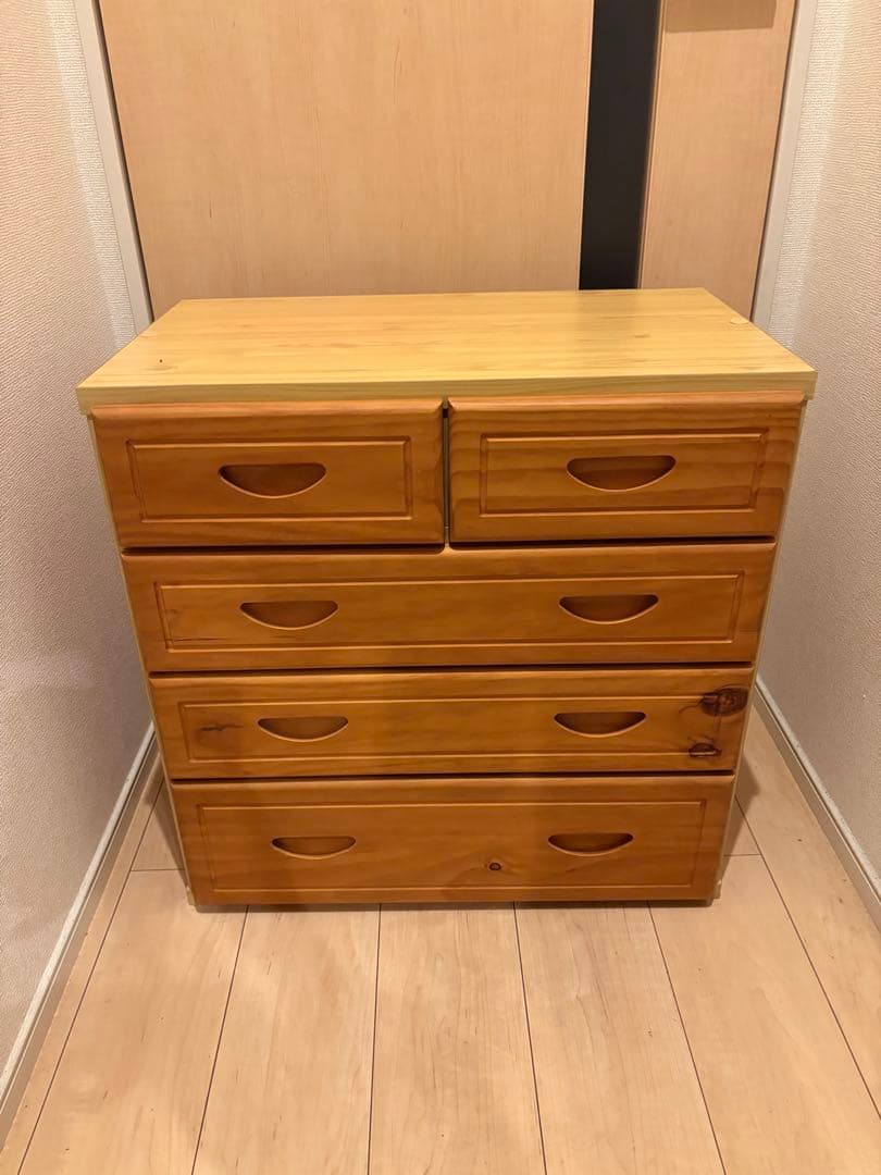 チェスト　タンス　ナチュラルブラウン　収納　洋服　木製　オークル　カントリー