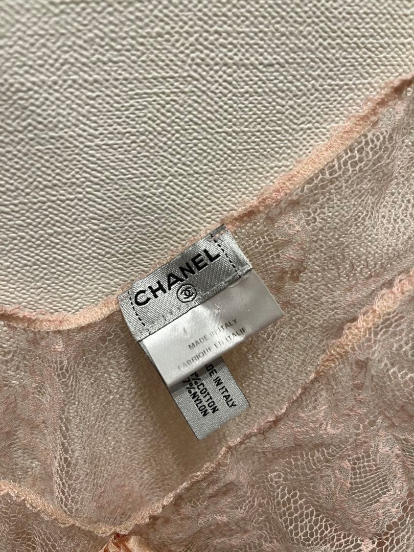 CHANEL ピンク レース Vネック キャミソール