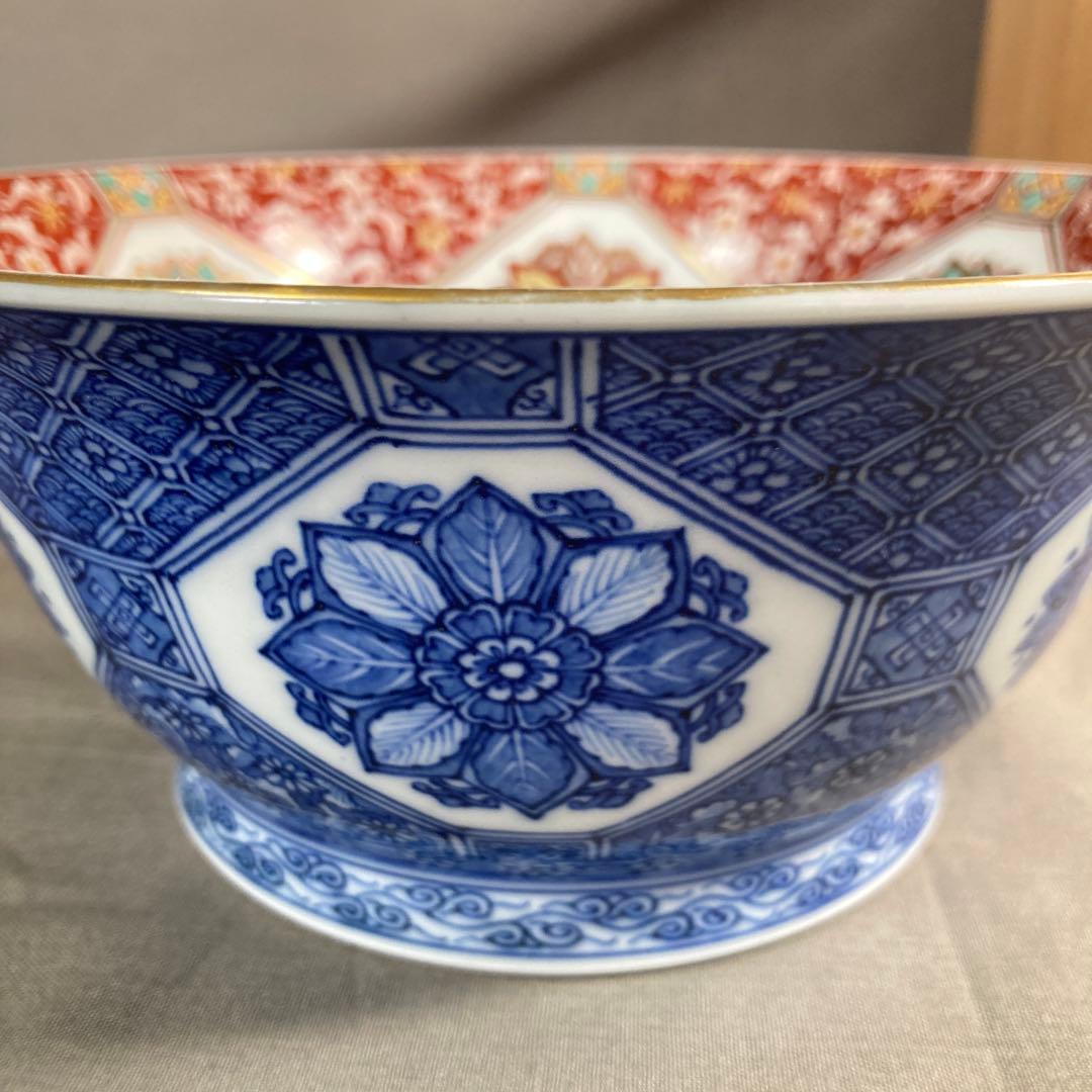 【源右衛門】古伊万里の伝統　日本名窯　舘林源右衛門作　染錦花唐草龍鳳凰見込文　鉢