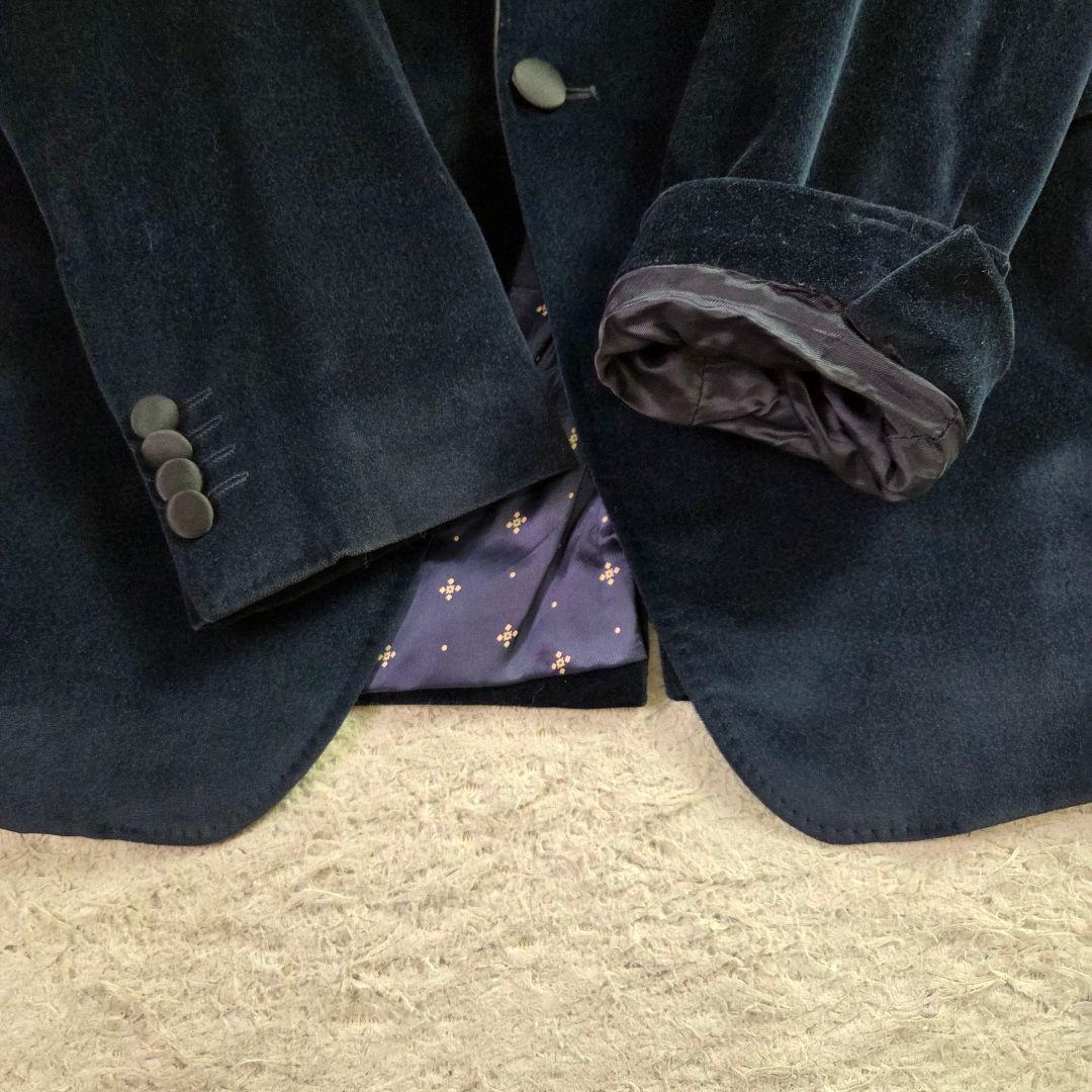 美品 ドルチェ&ガッバーナ ベロア タキシードジャケット 44 S ダークブルー