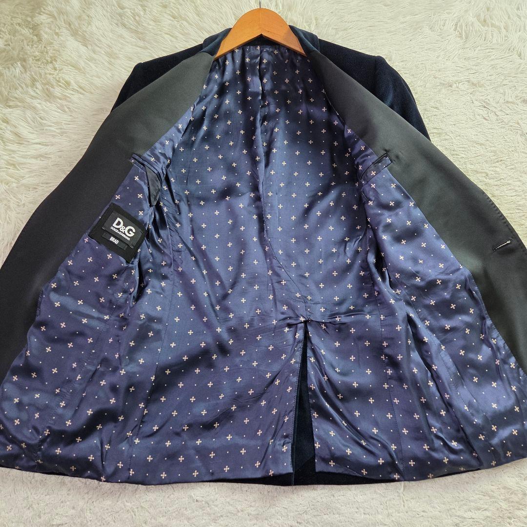 美品 ドルチェ&ガッバーナ ベロア タキシードジャケット 44 S ダークブルー