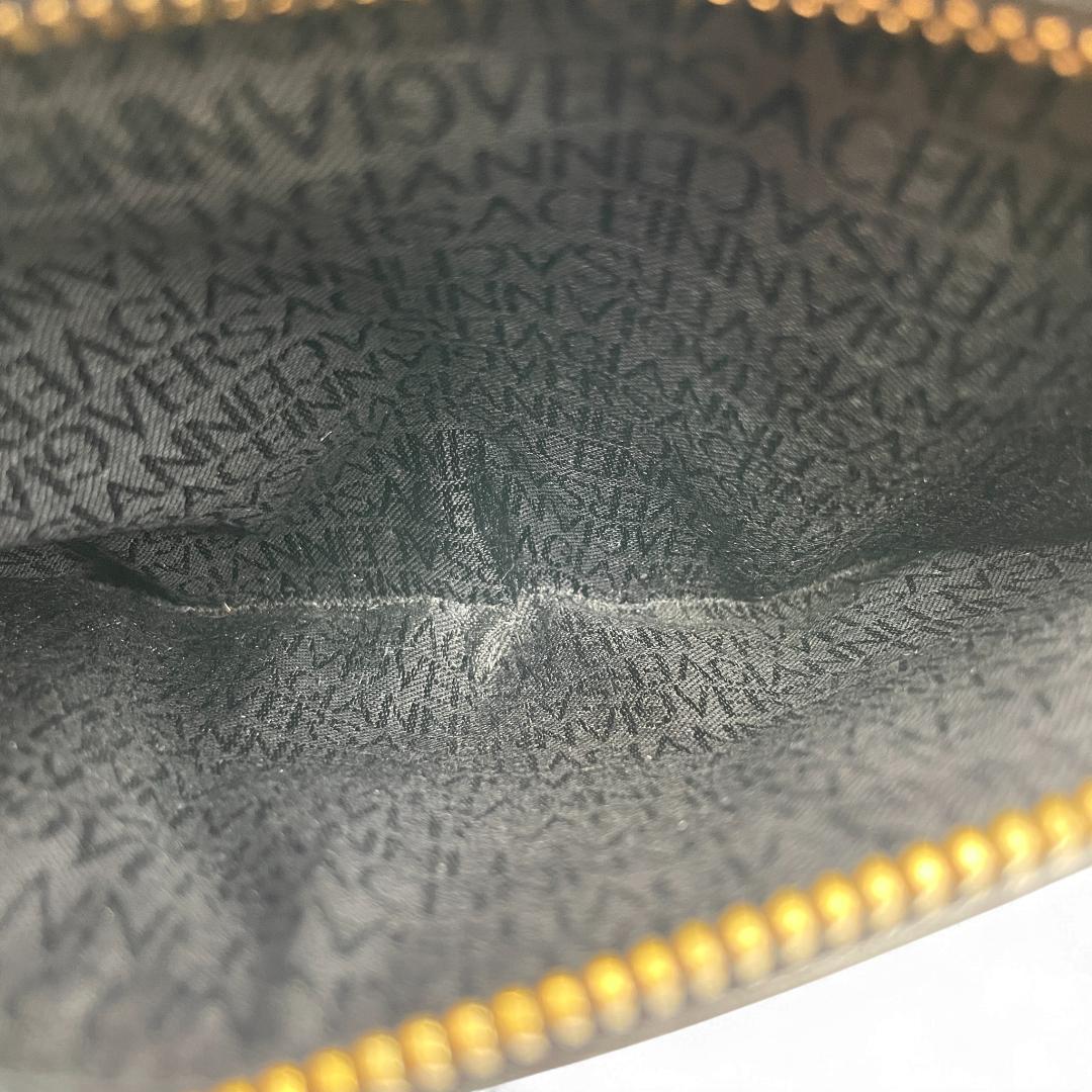 良品 GIANNI VERSACE トートバッグ レザー ブラック サンバースト