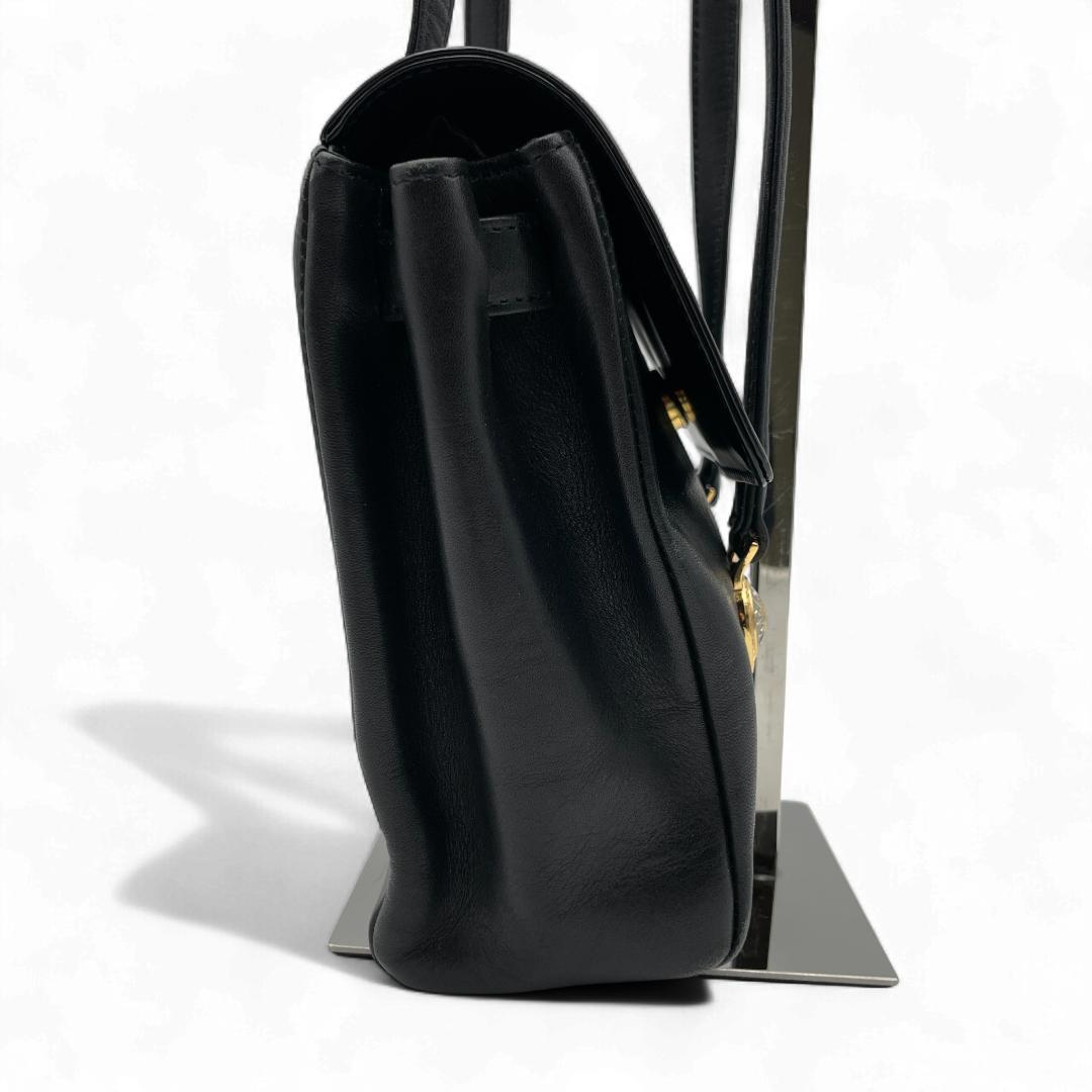 良品 GIANNI VERSACE トートバッグ レザー ブラック サンバースト