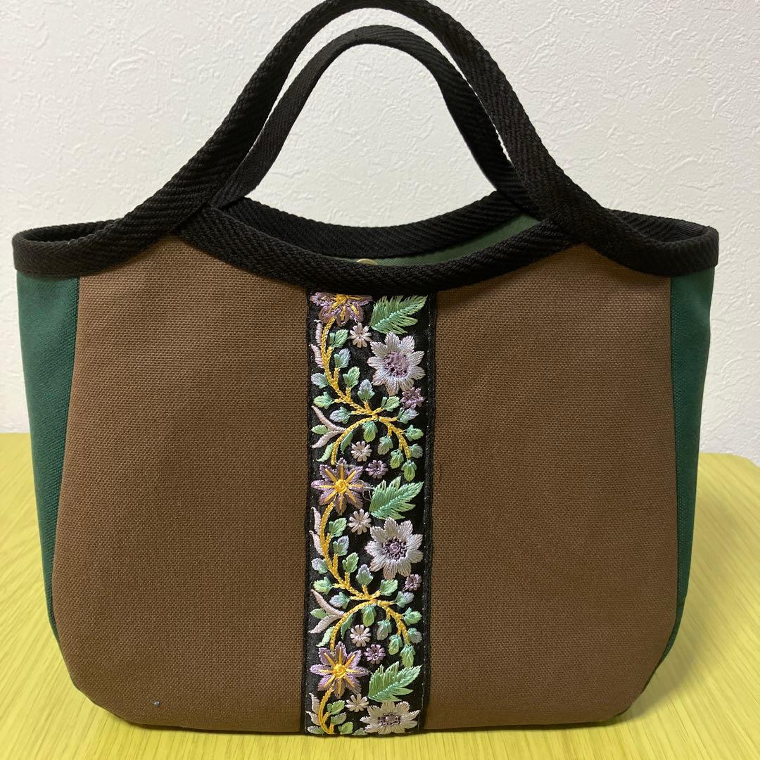 ソレイアード　帆布　インド刺繍リボン　トートバック　グラニーバッグ　3点