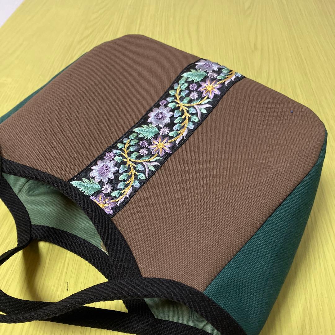 ソレイアード　帆布　インド刺繍リボン　トートバック　グラニーバッグ　3点