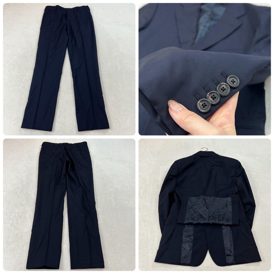 J470 L 48 プラダ シングル モヘア混 ネイビー スーツ 上下 メンズ